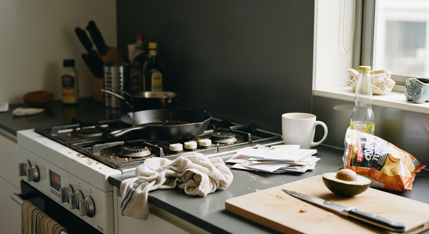 Clean kitchen after cleaning